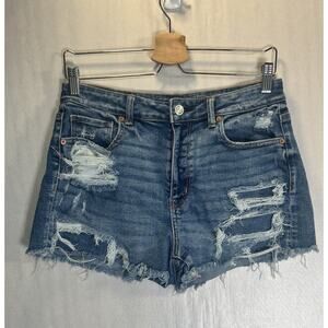 American Eagle Womens Distressed Cutoff Micro Denim Shorts Indie Grunge Y2K Sz 8